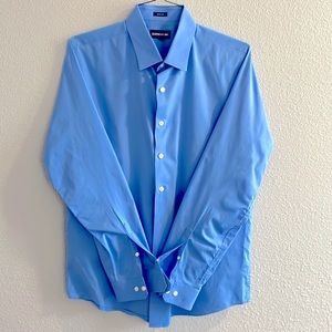 Express 1 MX True Blue Long Sleeve Dress Shirt Extra Slim Fit